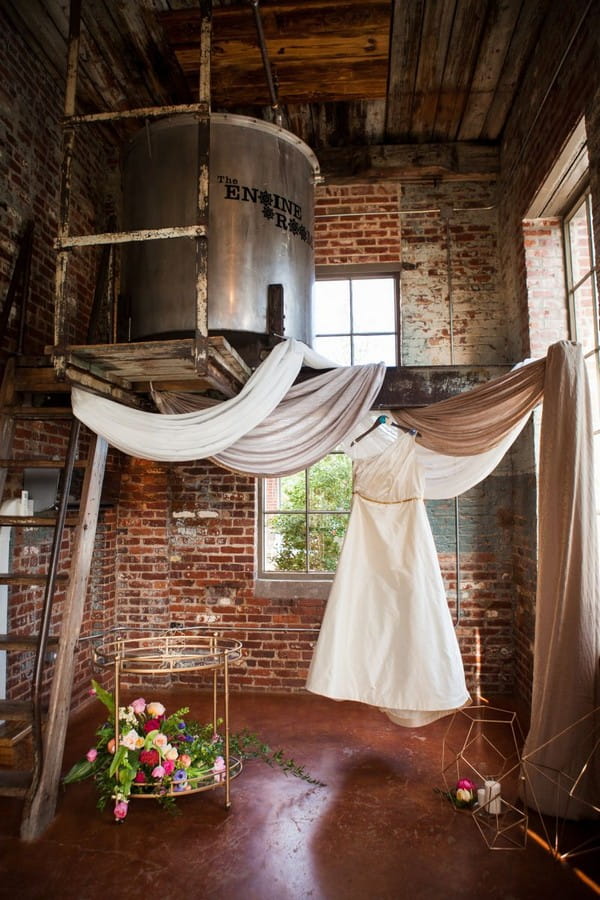 Wedding dress hanging in The Engine Room, Georgia