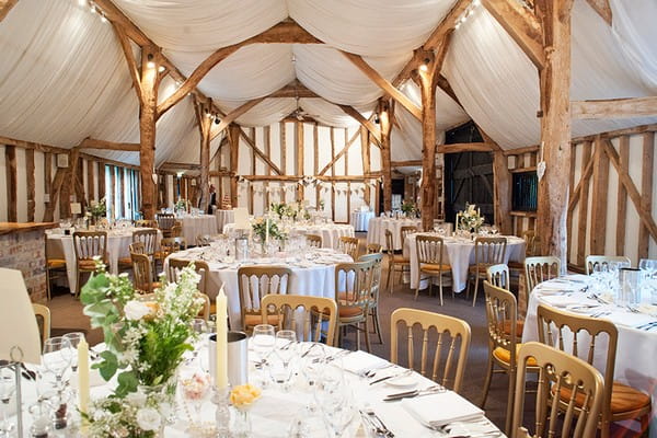 Wedding Tables in Barn at South Farm in Cambridgeshire