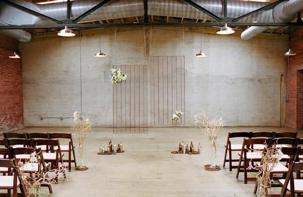 Ceremony Backdrop in Warehouse Wedding Venue