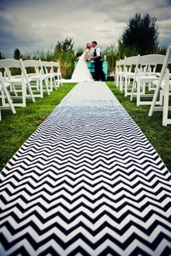 Wedding Ceremony with Chevron Aisle Runner