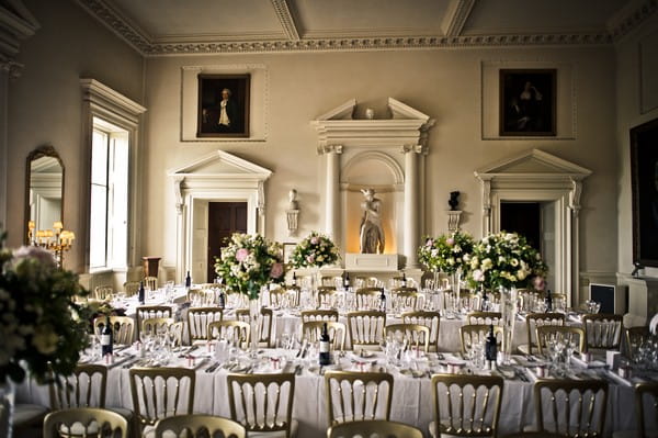 Wedding Tables in Hall at Kirtlington Park in Oxfordshire