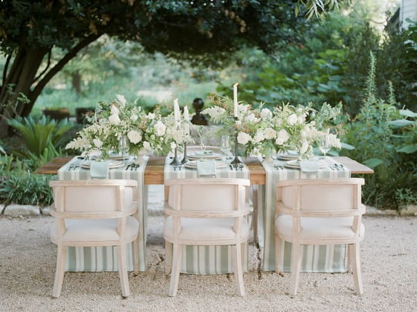 Garden wedding table styled with flowers