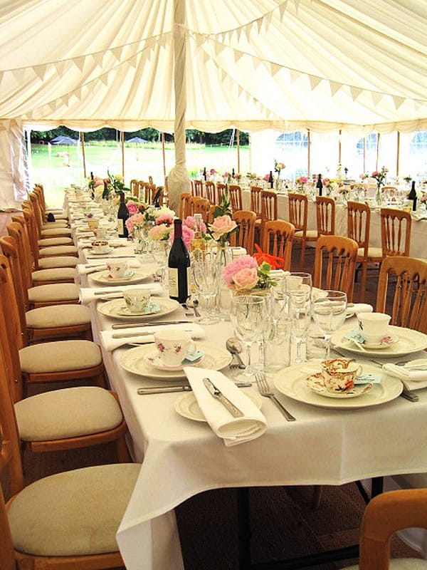 Wedding Tea Party Styling in Marquee at Downsview in West Sussex