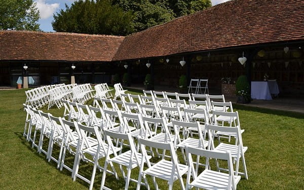 Outdoor Wedding Ceremony Seating at Lains Barn