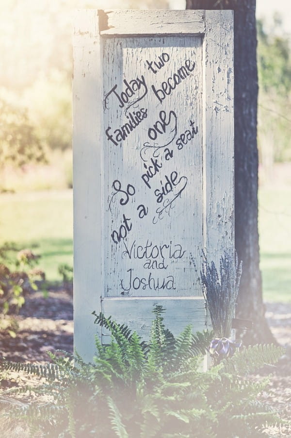 White Wooden Pick a Seat Not a Side Ceremony Sign