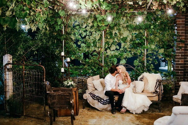 Wedding Chill-Out Area with Foliage Backdrop