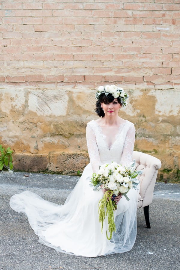 Bride sitting on chair