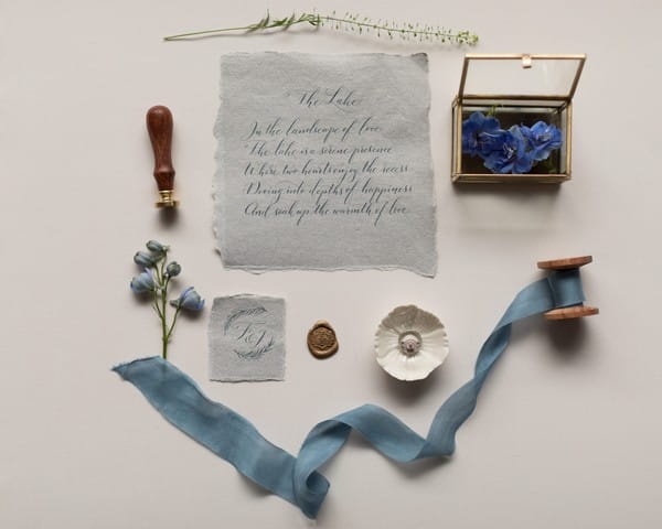 Calligraphy, ribbon and other items