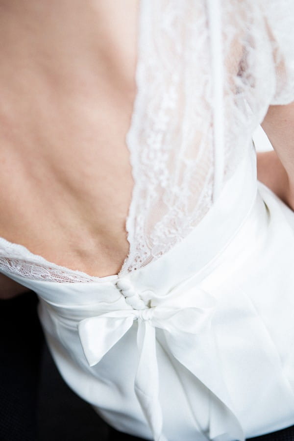Detail on back of bride's dress