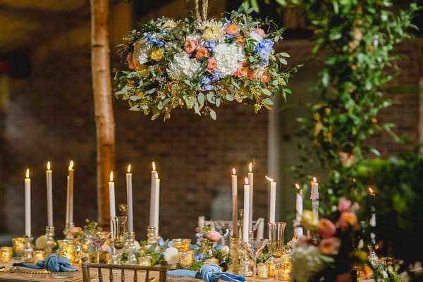 Hanging installation above wedding table