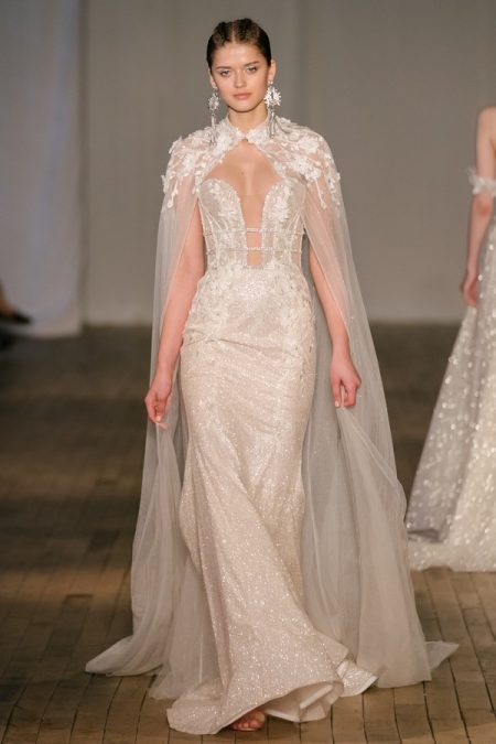 19-06 Wedding Dress with Cape from the BERTA Miami Spring/Summer 2019 Bridal Collection