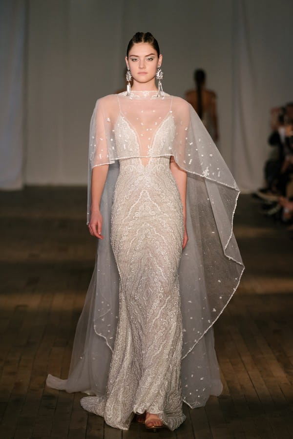 19-24 Wedding Dress with Cape from the BERTA Miami Spring/Summer 2019 Bridal Collection