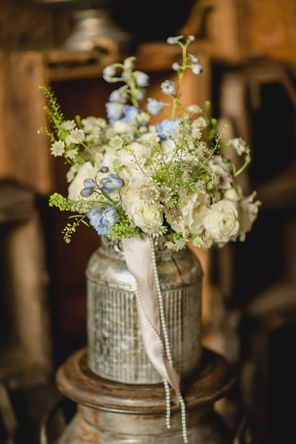 Wedding bouquet in silver urn