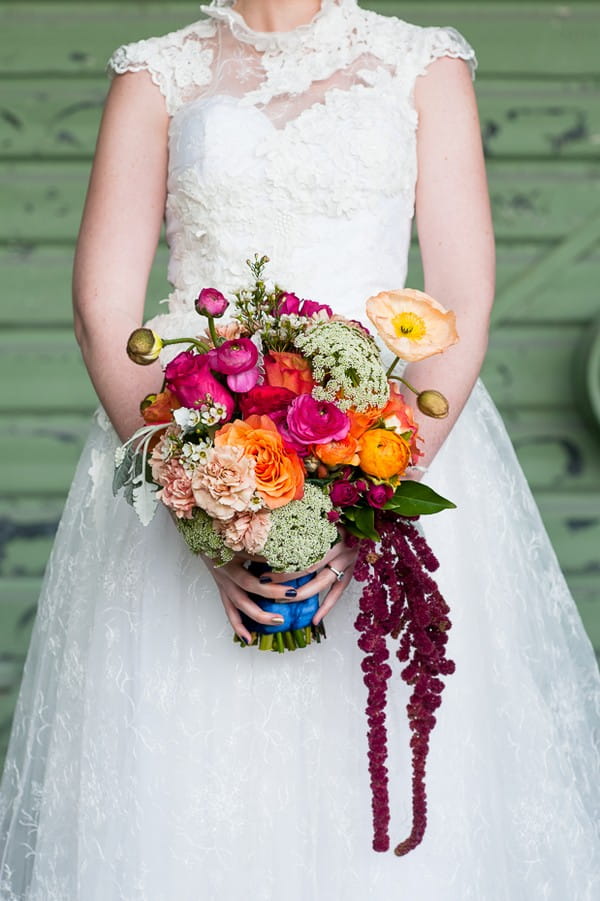 Bright and colourful wedding bouquet