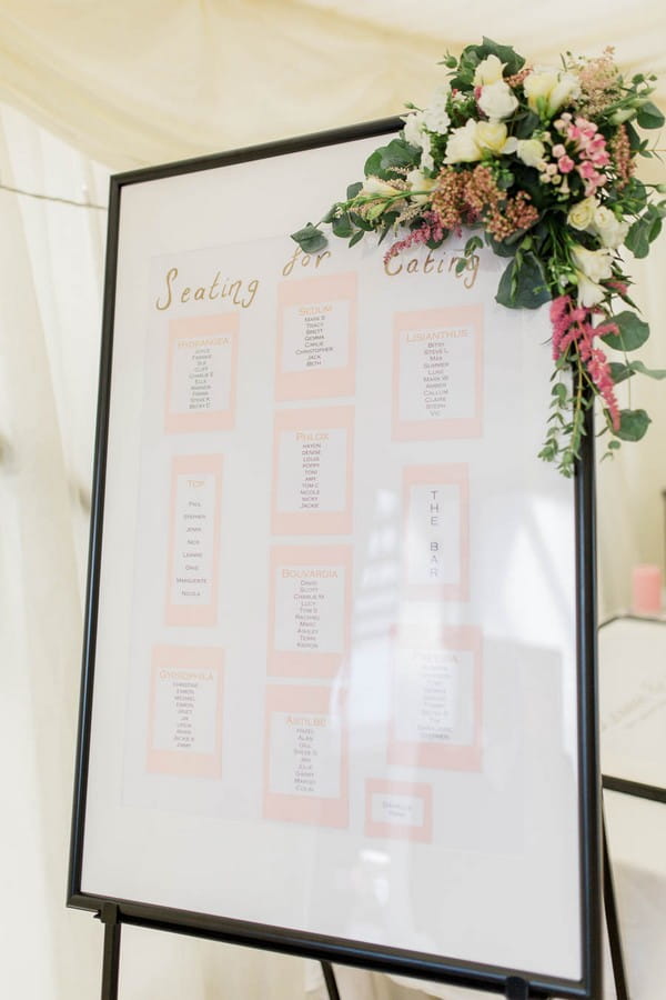 Framed wedding seating plan