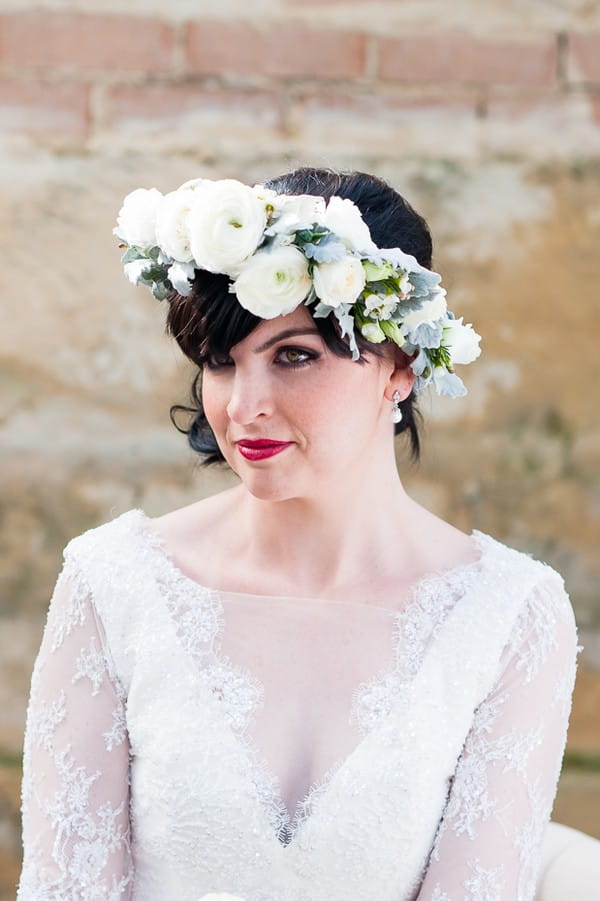 Bride with white flower crown