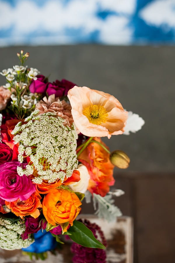 Bright, colourful wedding flowers