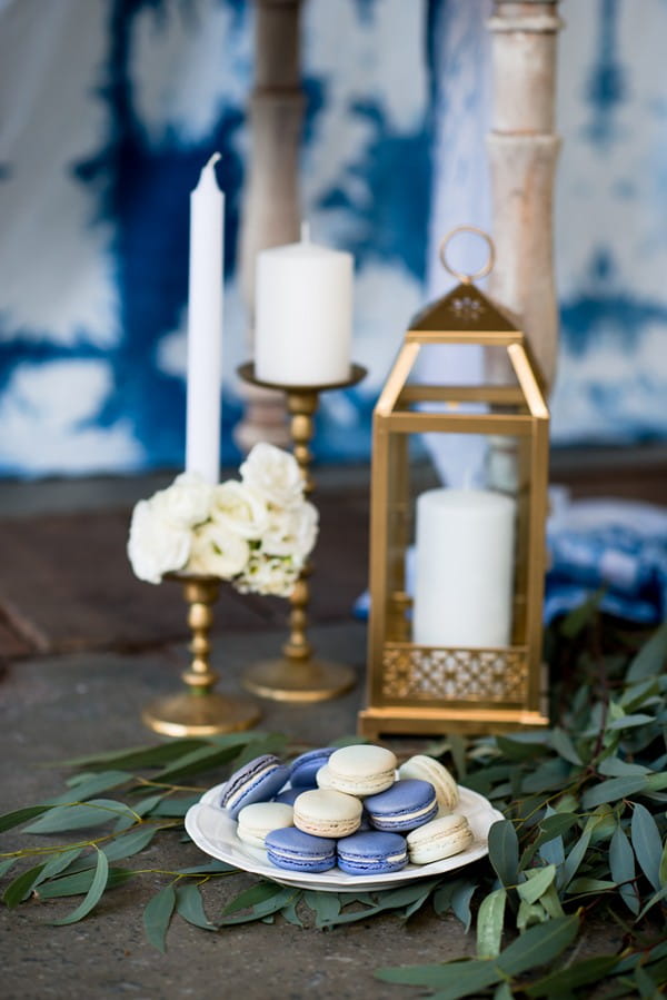 Candles, macarons and lantern