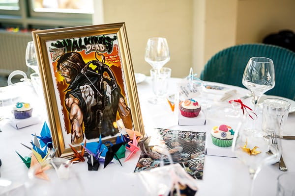 Wedding table with comic book table name