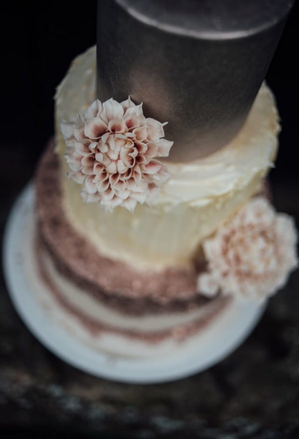 Flower on wedding cake made by Claire's Sweet Temptations