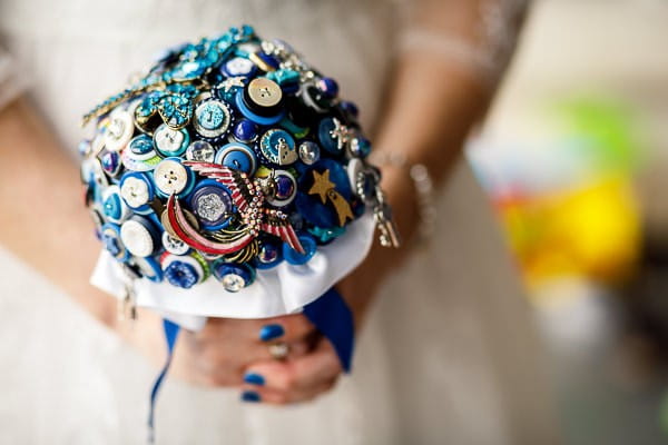 Button and brooch bridal bouquet