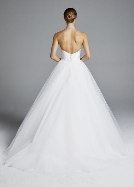 Back of Amal Wedding Dress with Overskirt from the Anne Barge Spring 2019 Bridal Collection