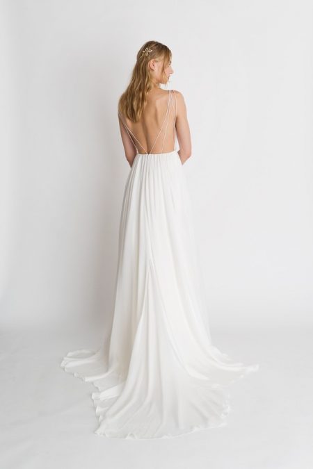 Back of Iris Solid Wedding Dress from the Alexandra Grecco The Magic Hour 2018 Bridal Collection