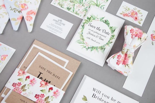 Floral wedding stationery and fabric products from Anna Jayne Designs