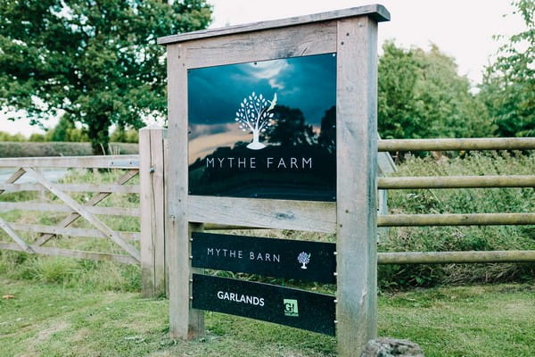 Mythe Barn entrance sign