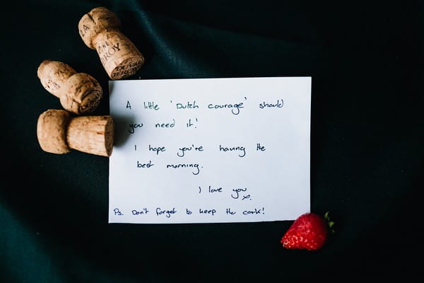 Wedding morning note to bride from groom
