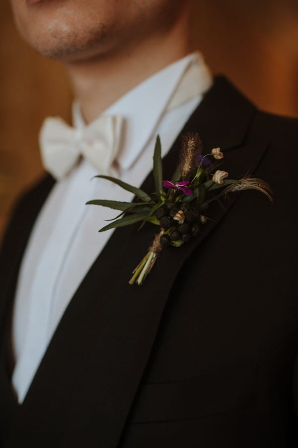 Groom's foliage buttonhole