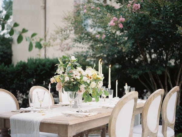 Wedding table with floral centrepiece