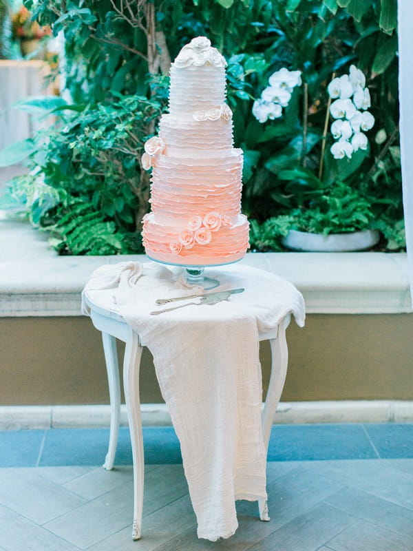 Peach ombre wedding cake