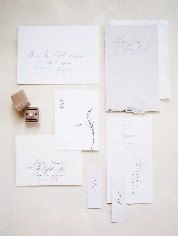 Wedding stationery with calligraphy lettering