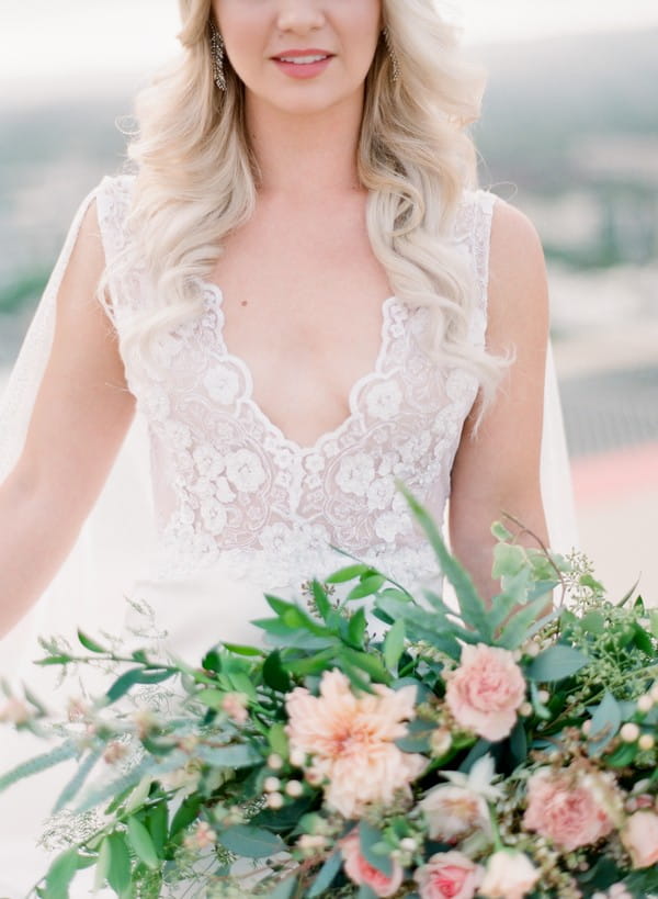 Detail on bride's dress