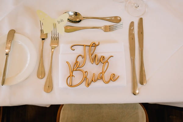 The Bride wedding place setting name