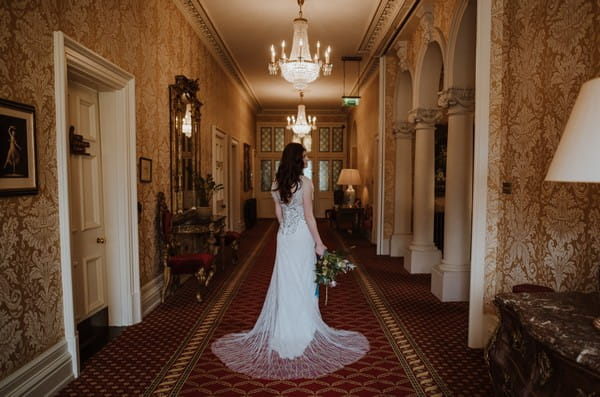 Back of bride's wedding dress with train