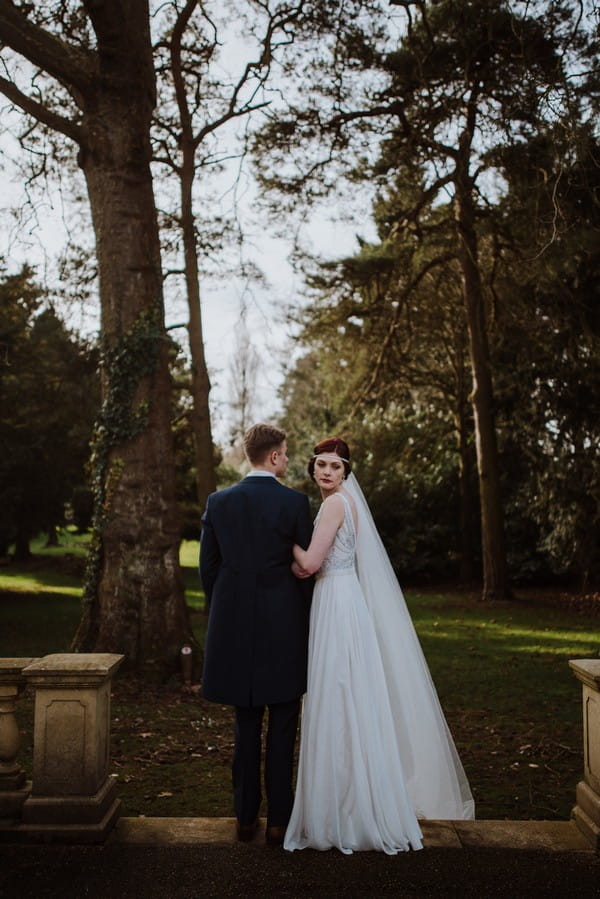 Bride and groom in grounds of Kilworth House