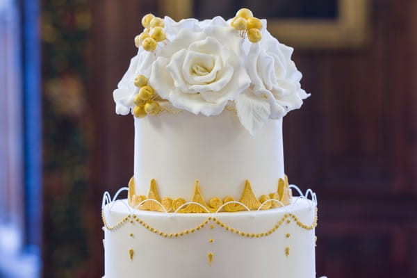 Sugar flowers on top of wedding cake