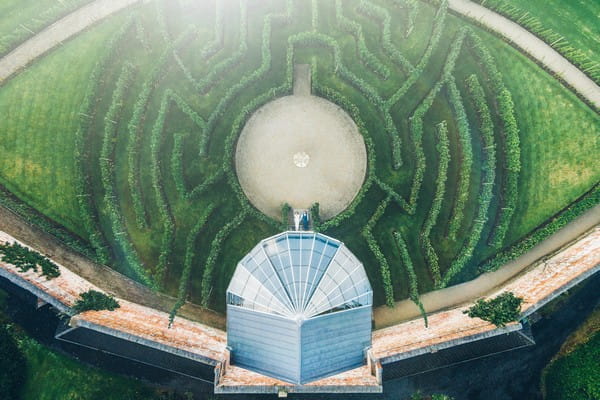 Aerial view of maze at Combermere Abbey