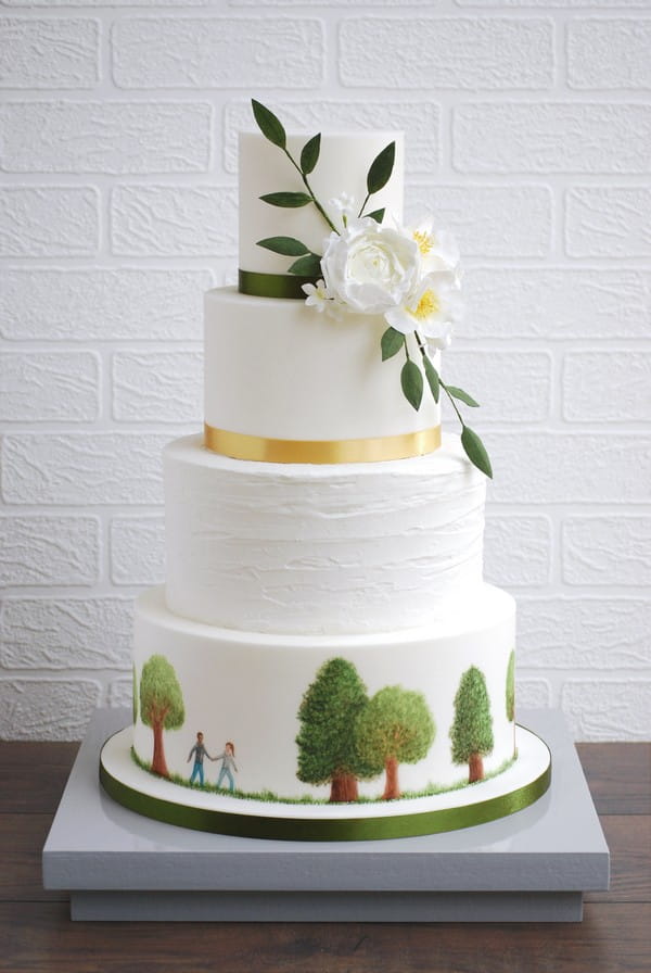 Scenic Hand-Painted Wedding Cake