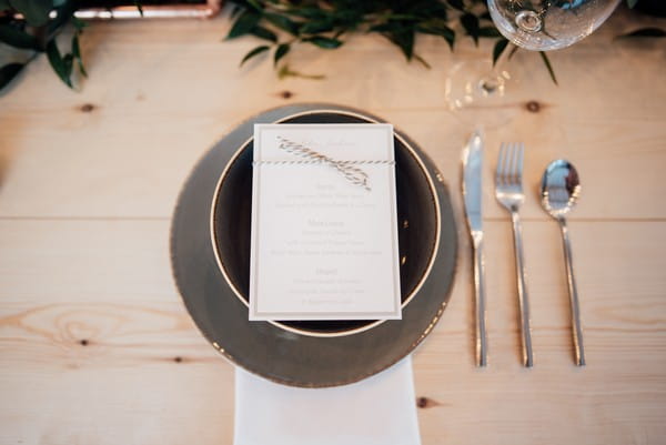 Wedding menu at place setting