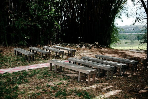 Outdoor bench wedding ceremony seating