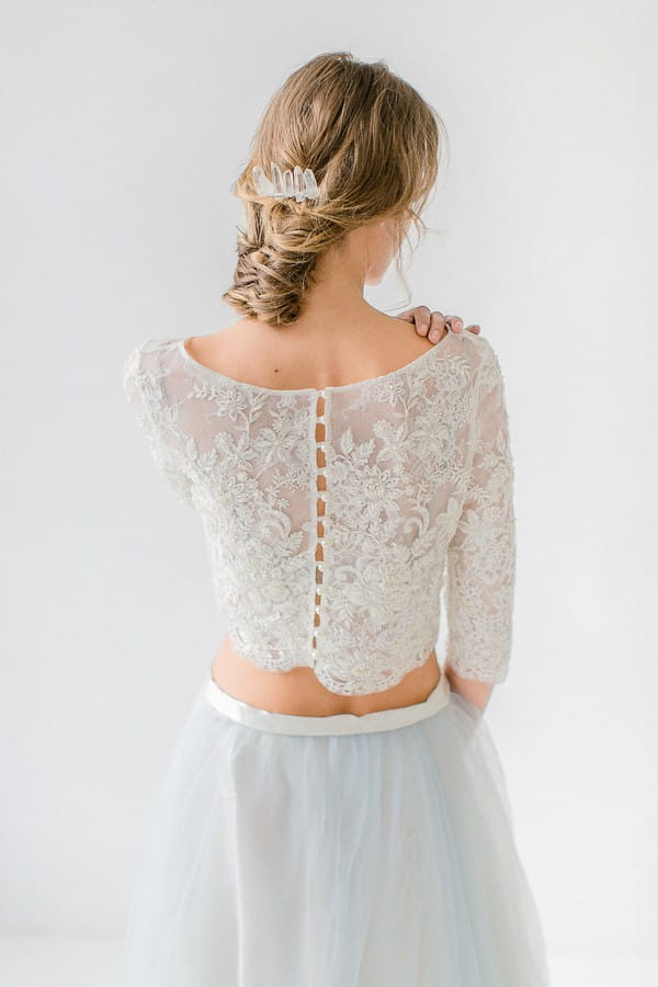 Back of lace bridal crop top