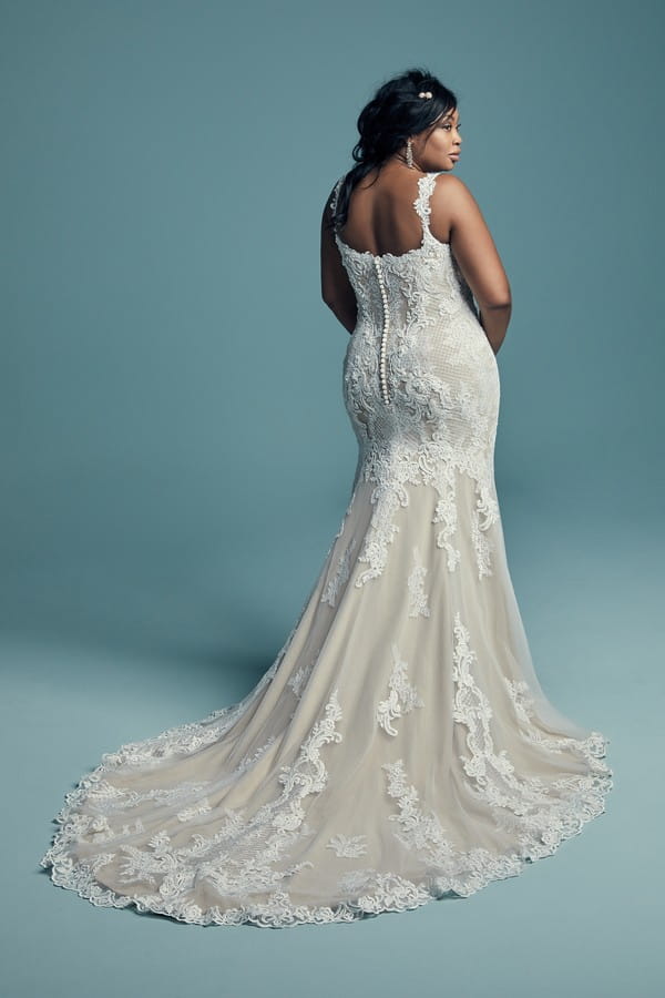 Back of Abbie Lynette Plus Size Wedding Dress from the Maggie Sottero Lucienne Fall 2018 Bridal Collection