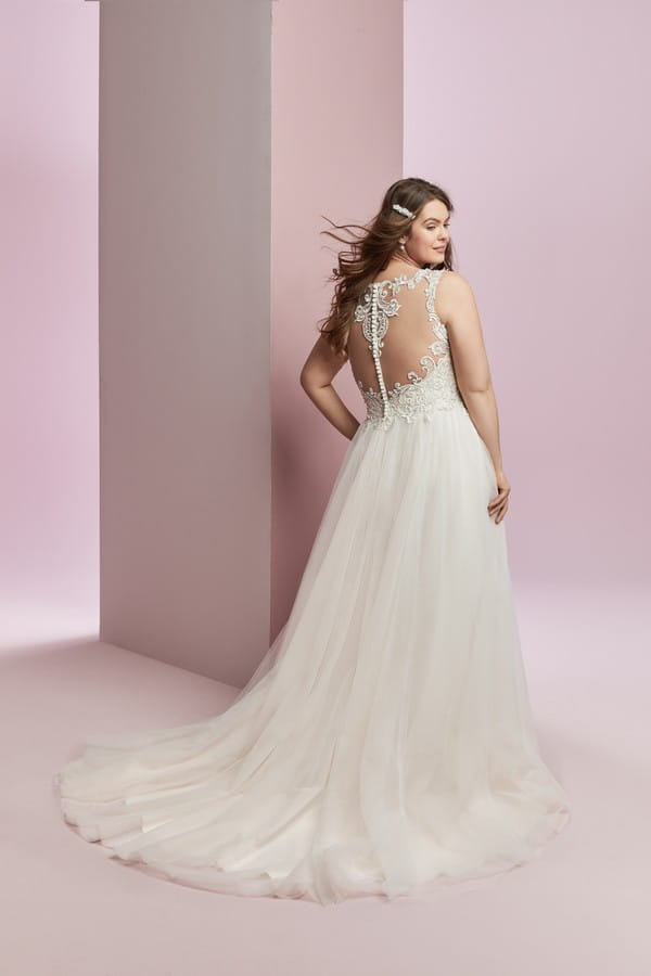 Back of Amanda Plus Size Wedding Dress from the Rebecca Ingram Camille Fall 2018 Bridal Collection