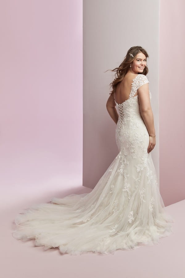 Back of Amber Plus Size Wedding Dress from the Rebecca Ingram Camille Fall 2018 Bridal Collection