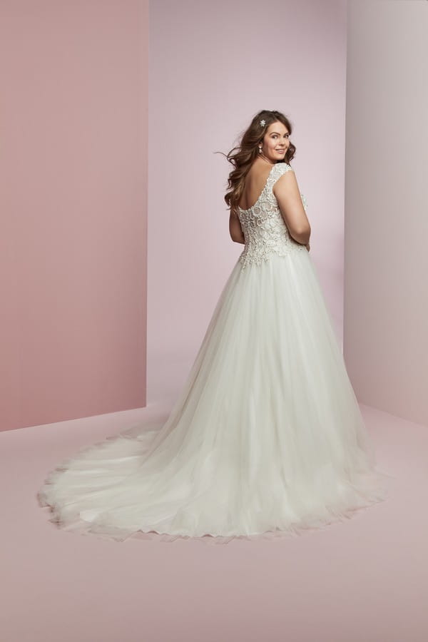 Back of Bella Plus Size Wedding Dress from the Rebecca Ingram Camille Fall 2018 Bridal Collection