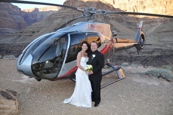 Bride and Groom with Helicopter