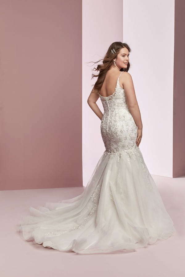Back of Claire Anne Plus Size Wedding Dress from the Rebecca Ingram Camille Fall 2018 Bridal Collection
